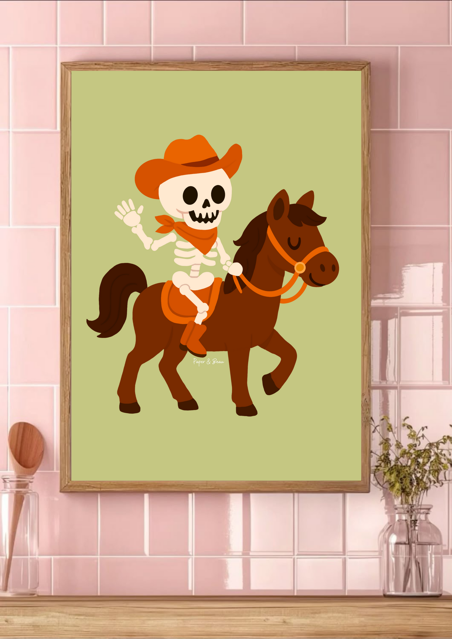 Cowboy Skeleton Print