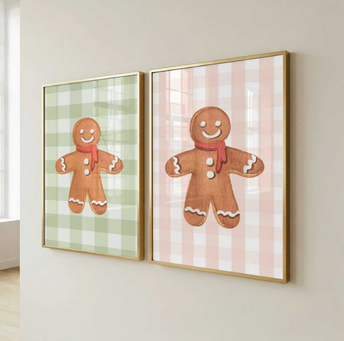 Gingham Gingerbread Print