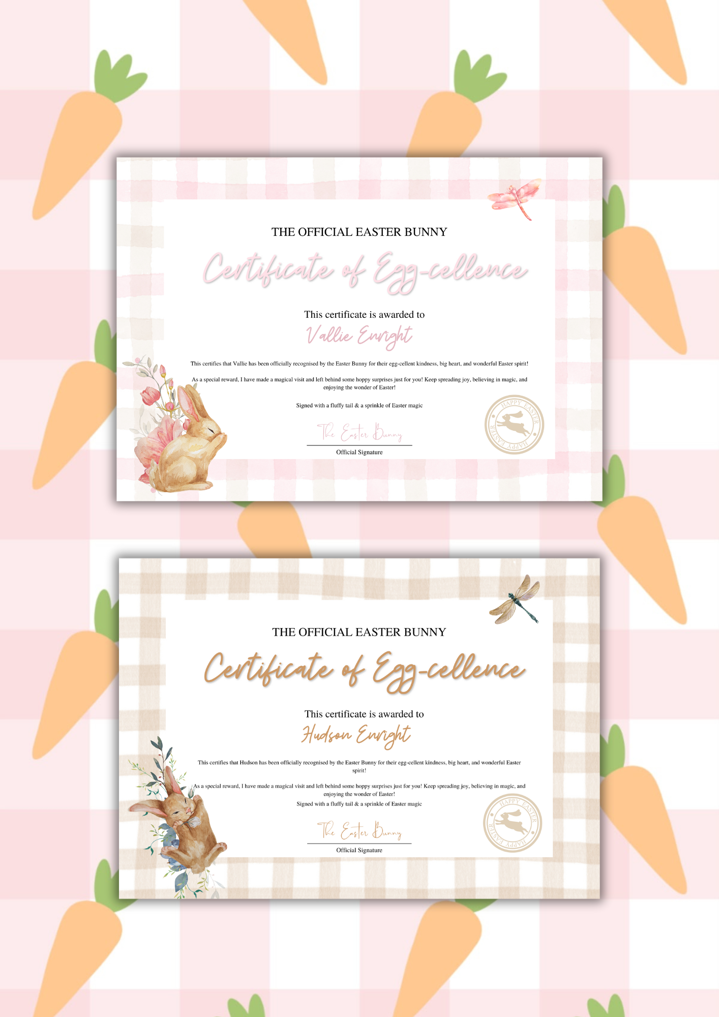 Easter Bunny Certificate