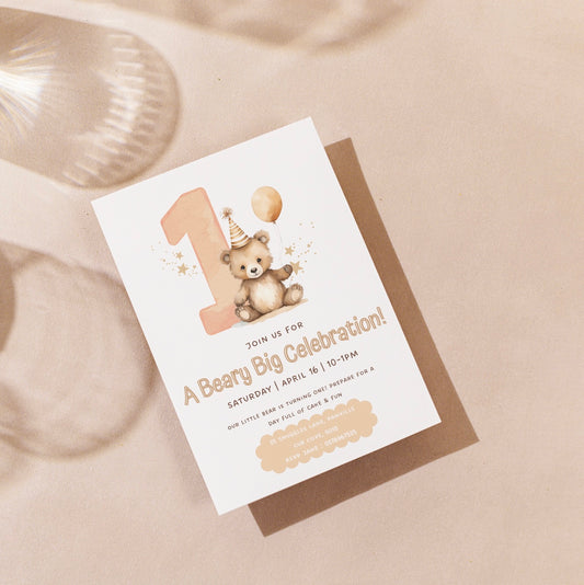 Beary First Party Invitation